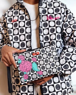 SPRAYGROUND POODLE CHECK RON ENGLISH COLLAB POUCHETTE -Spray Ground B4928 3 1