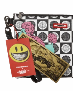 SPRAYGROUND POODLE CHECK RON ENGLISH COLLAB POUCHETTE -Spray Ground B4928 T