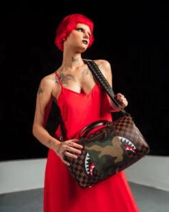 SPRAYGROUND EXTERIOR GOLD ZIP POCKET SHARKS IN PARIS MINI DUFFLE -Spray Ground D5627 4 1